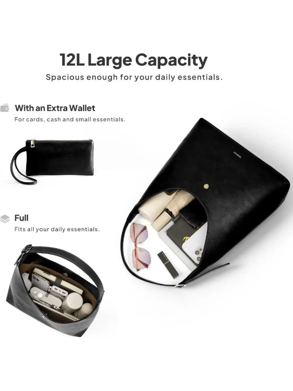 Chic Slouchy Hobo Bag for Women, Large PU Leather Shoulder Tote with Wallet